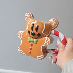 MICKEY MOUSE disney Gingerbread Bear Coffee Mug with Candy Cane Handle